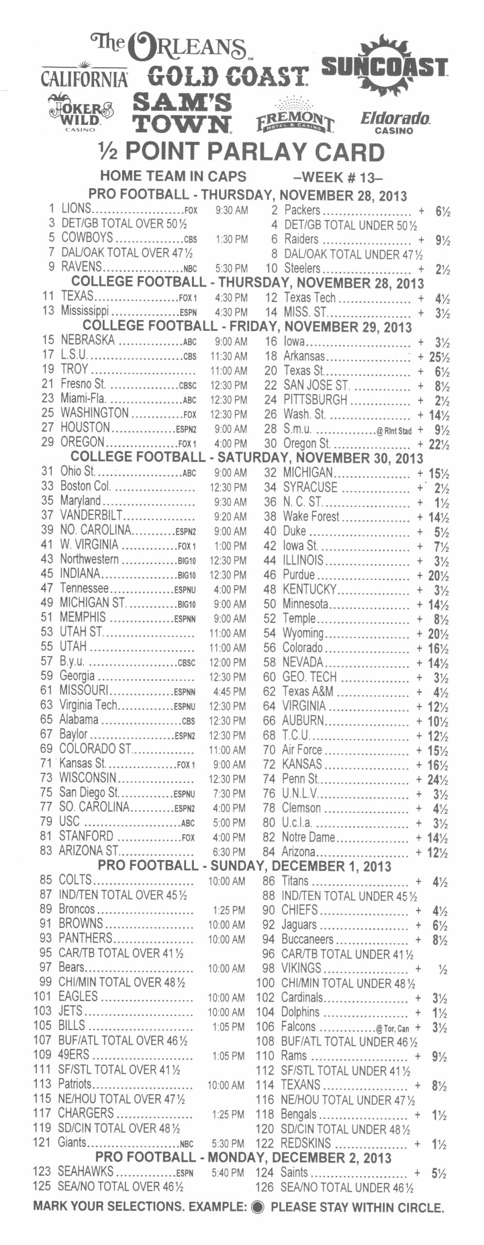 Free Printable Football Parlay Cards That Are Gratifying Regarding Football Betting Card Template