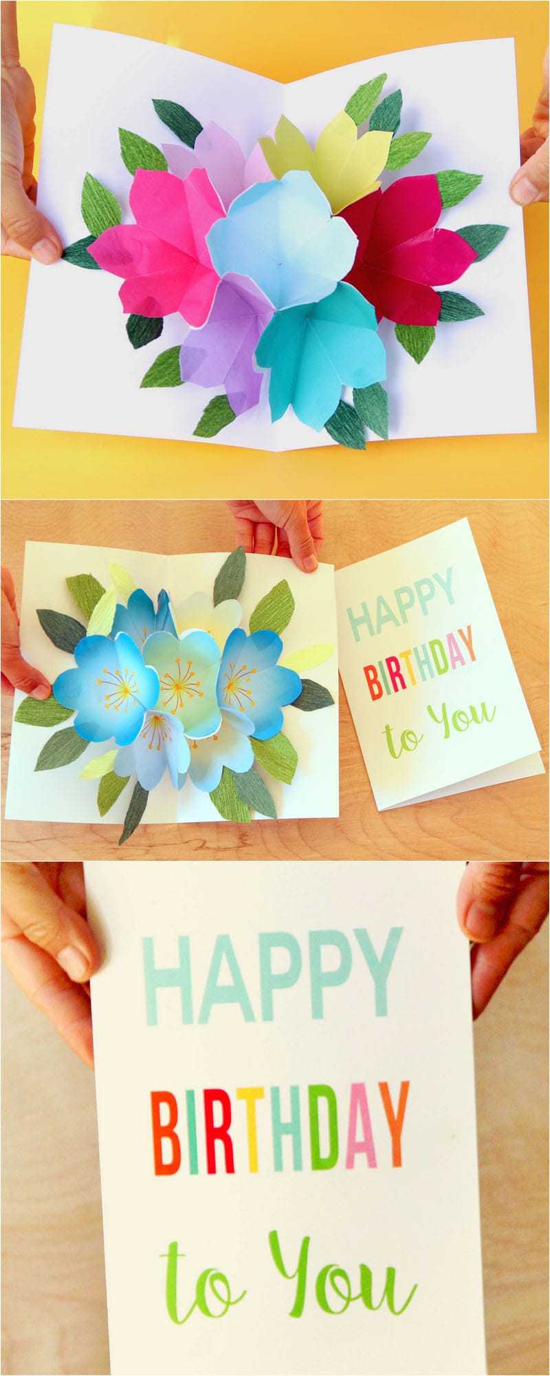 Free Printable Happy Birthday Card With Pop Up Bouquet – A With Regard To Happy Birthday Pop Up Card Free Template