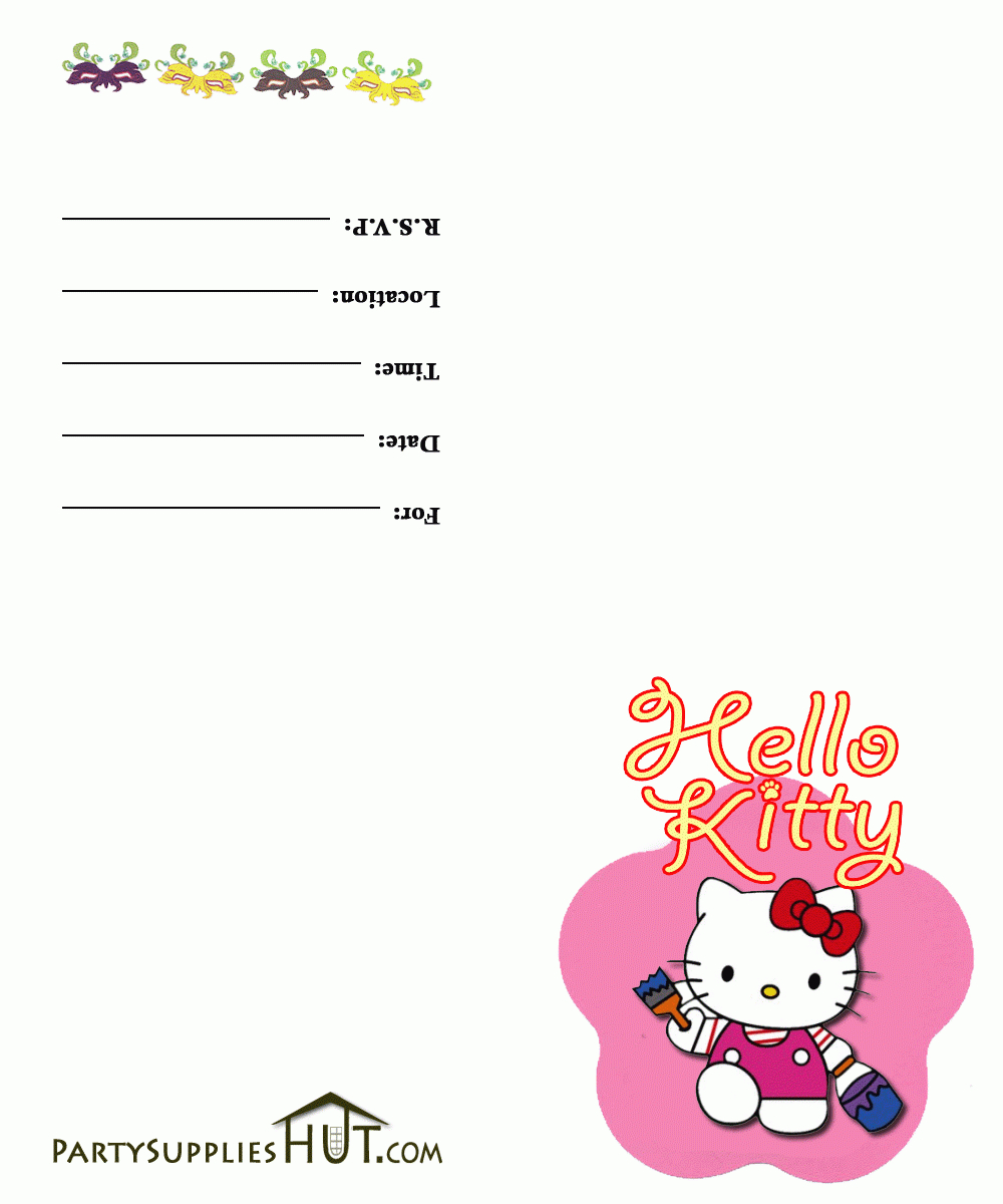 Free Printable Hello Kitty Birthday Invitation Wording Intended For Hello Kitty Birthday Card Template Free