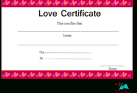 Free Printable Love Certificates intended for Love Certificate Templates