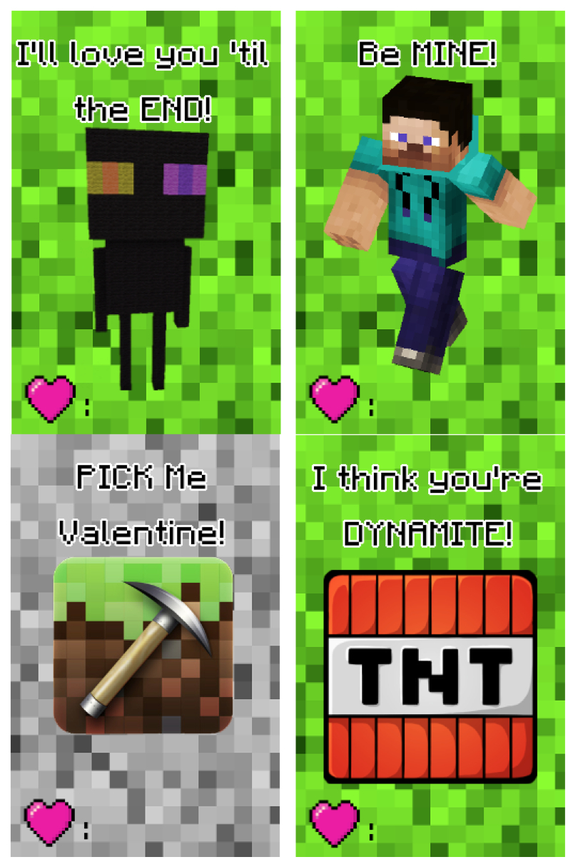 Free Printable Minecraft Valentine's Day Cards | Making Lemonade Throughout Minecraft Birthday Card Template