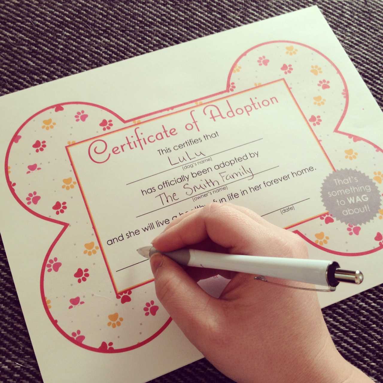 Free Printables} Dog Adoption Certificates | Big Dot Of In Toy Adoption Certificate Template