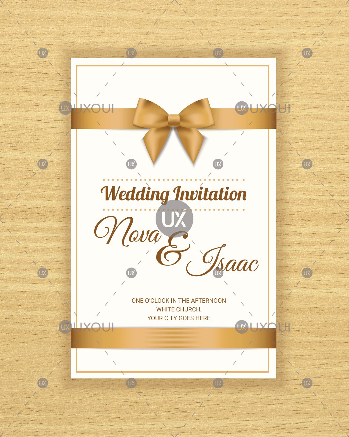 Free Retro Wedding Invitation Card Template Design Vector With A Ribbon For Church Wedding Invitation Card Template