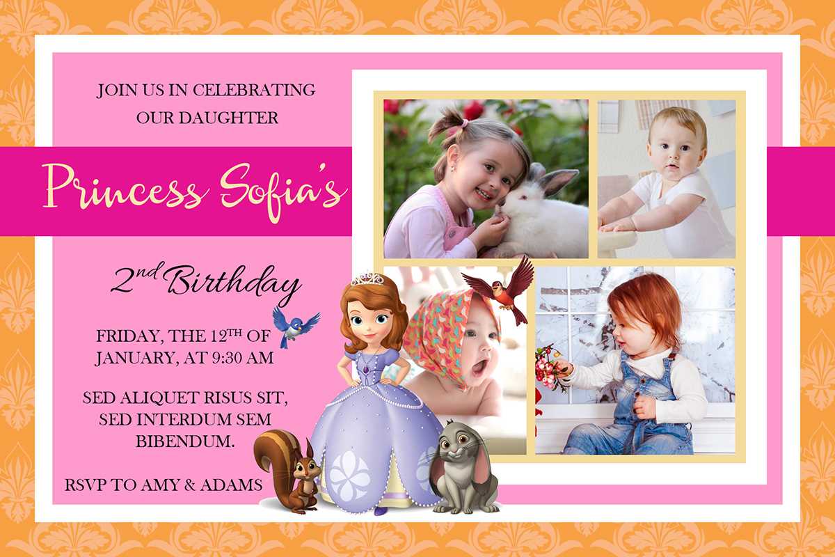 Free Sofia The First Birthday Christening Invitation Within First Birthday Invitation Card Template