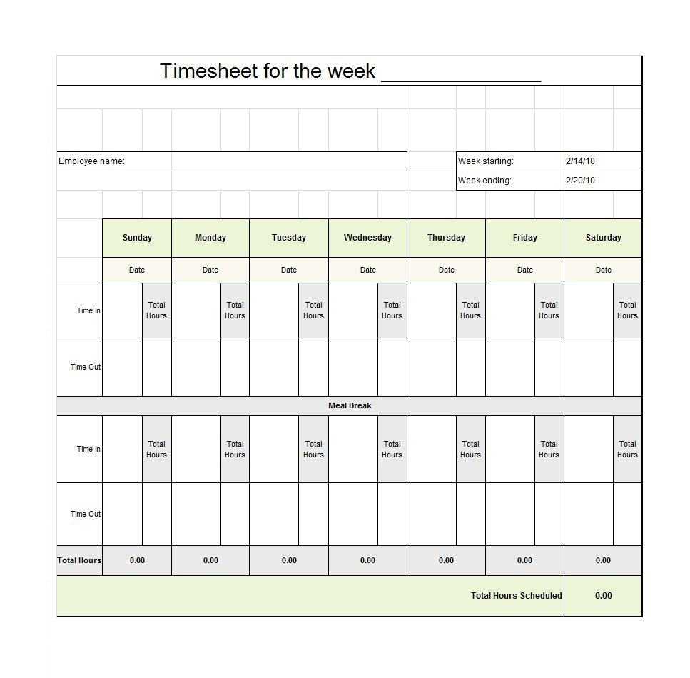 Free Time Sheets Template – Milas.westernscandinavia For Weekly Time Card Template Free