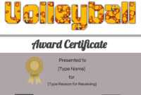 Free Volleyball Certificate | Edit Online And Print At Home intended for Player Of The Day Certificate Template