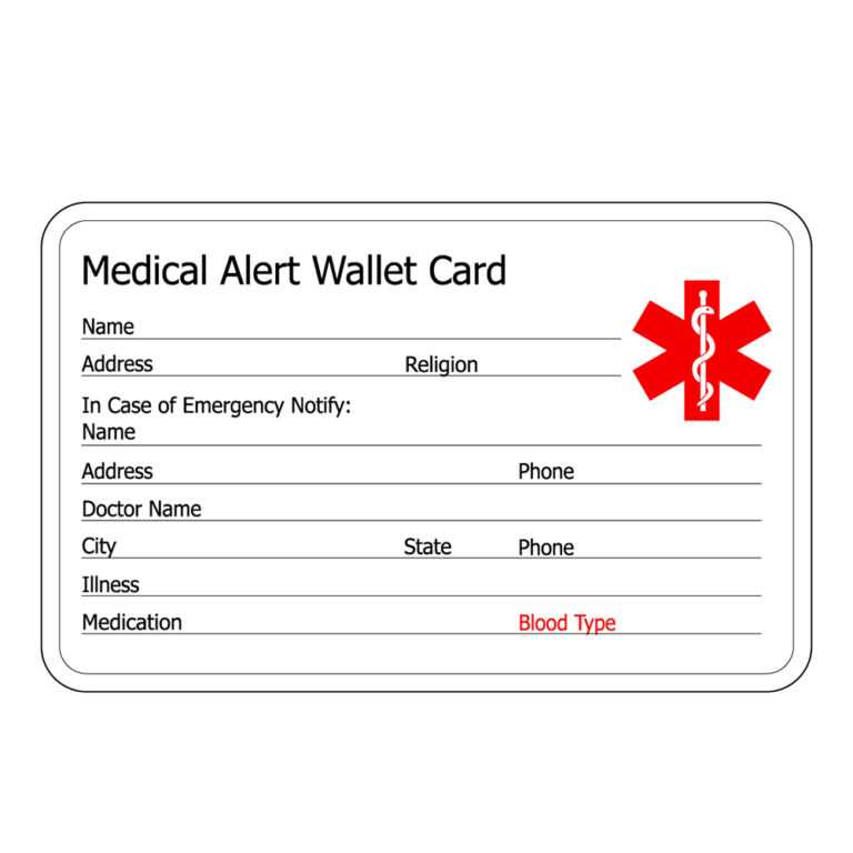 Medical Alert Wallet Card Template Medical Alert Wallet Pertaining