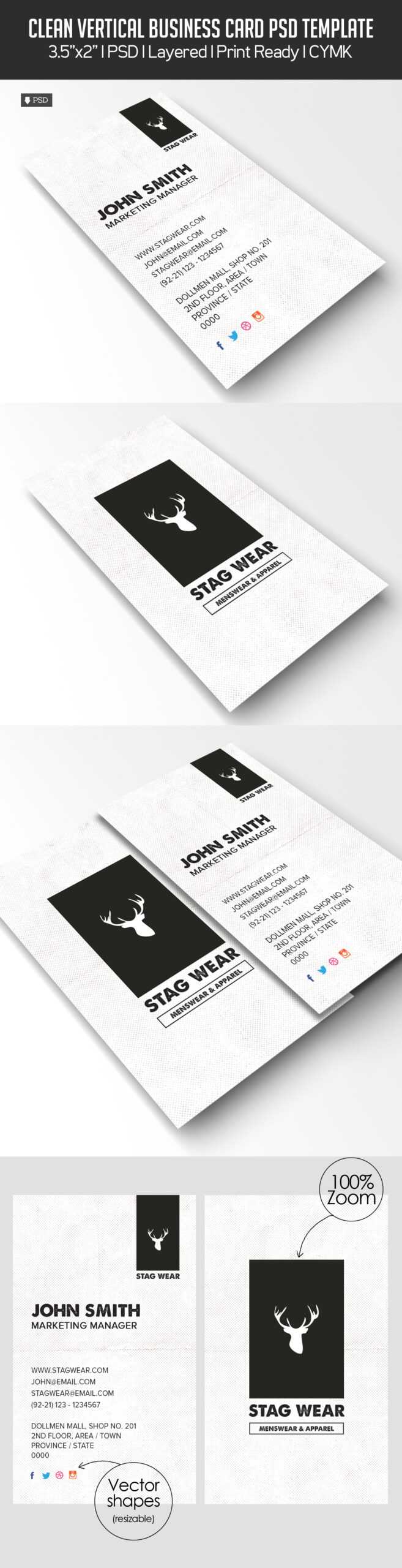 Freebie – Vertical Business Card Psd Template | Freebies Within Photoshop Business Card Template With Bleed