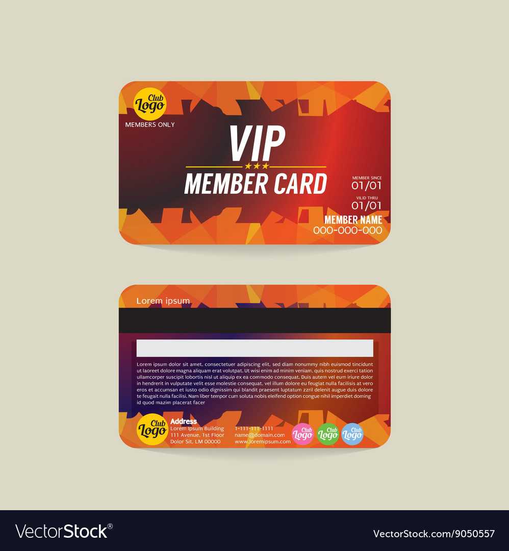 Front And Back Vip Member Card Template In Membership Card Template Free