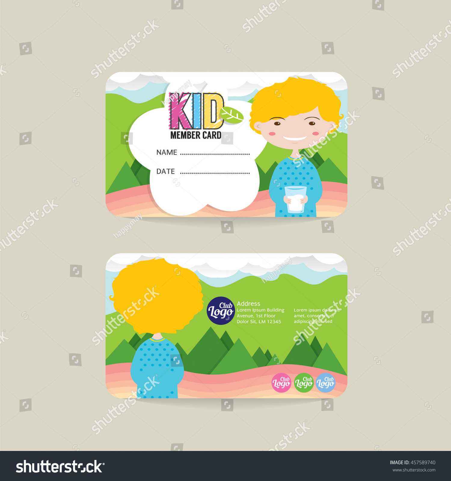 Front Back Vip Kids Member Card Stock Vector (Royalty Free Throughout Id Card Template For Kids