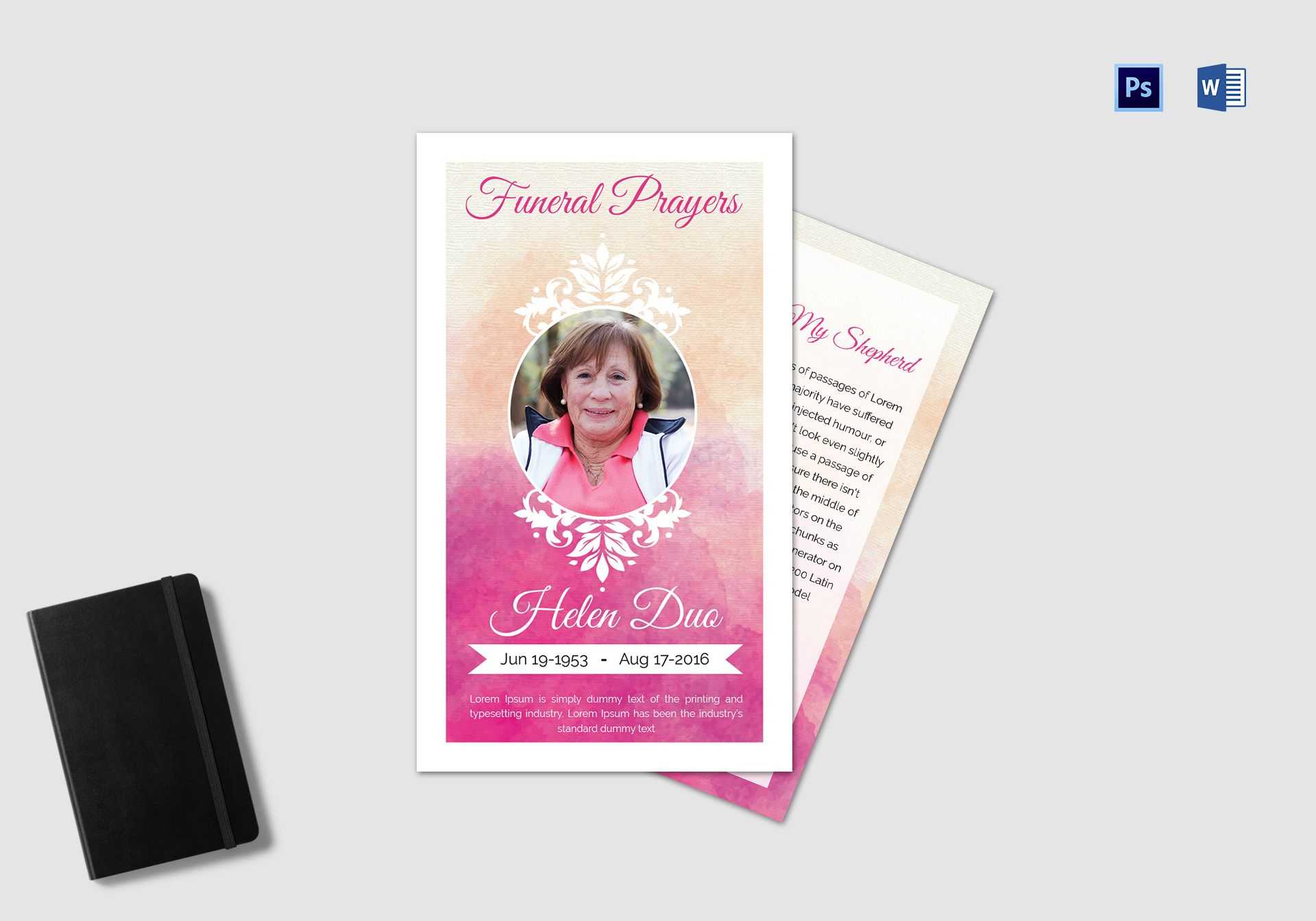 Funeral Prayer Card Template For Grandmother In Memorial Card Template Word