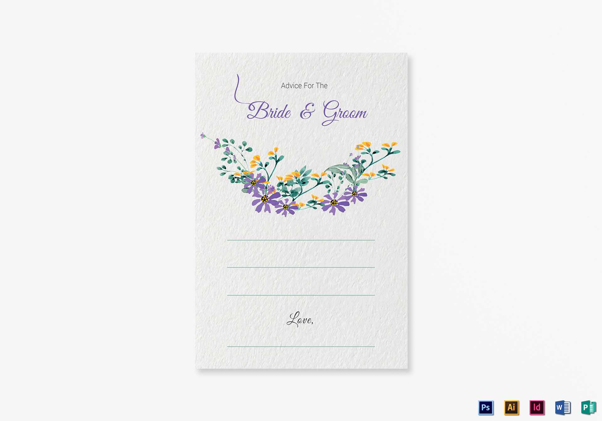 Garden Wedding Advice Card Template Within Marriage Advice Cards Templates