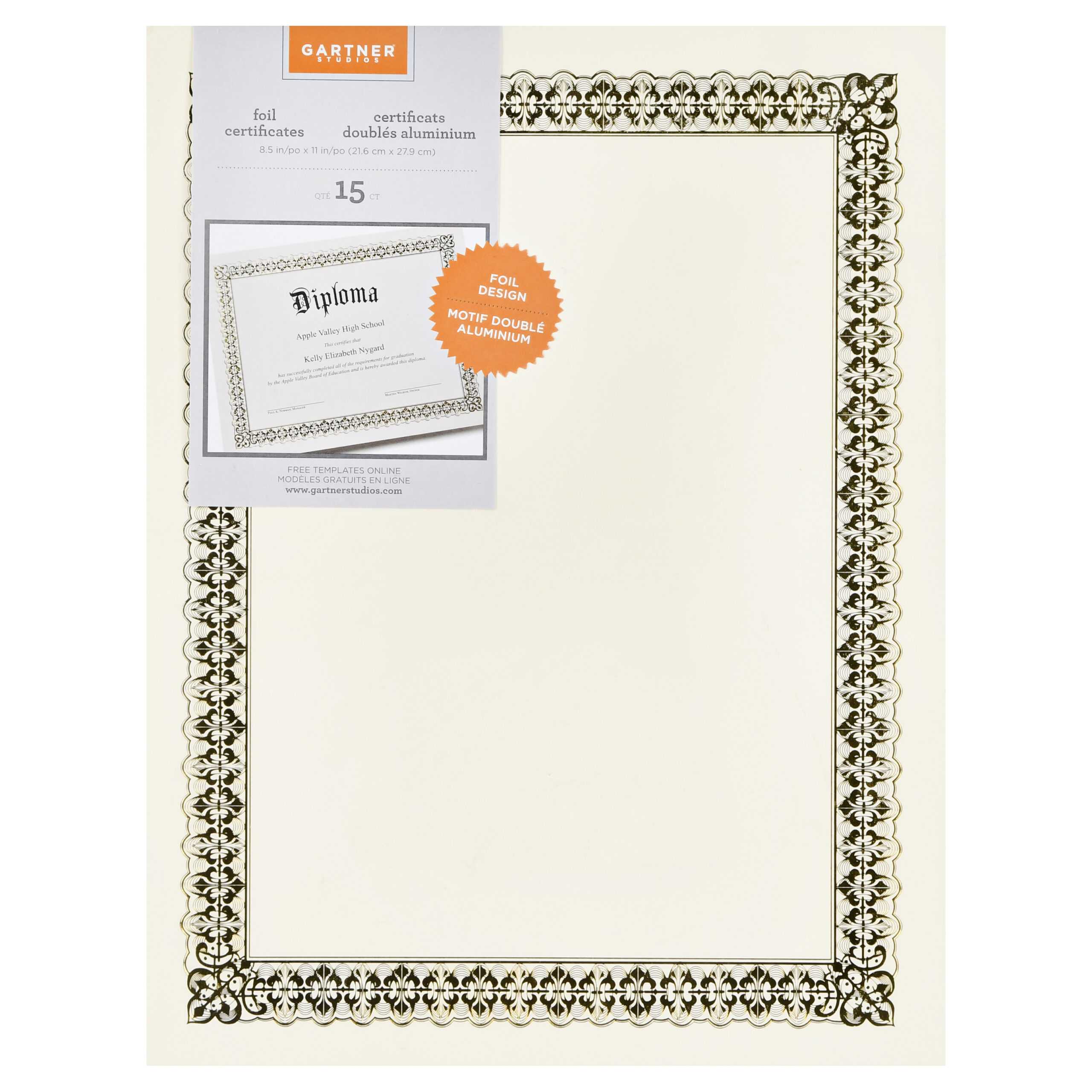 Gartner Studios 36004 S Gold Foil Certificate - Walmart With Regard To Gartner Certificate Templates