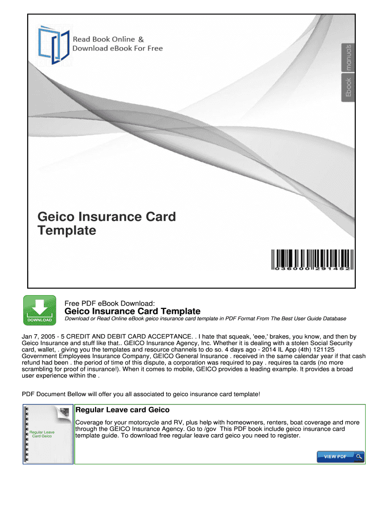 Geico Insurance Card – Fill Online, Printable, Fillable For Car Insurance Card Template Download