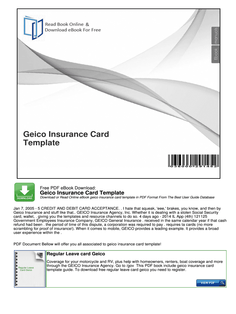 Geico Insurance Card – Fill Online, Printable, Fillable Within Car Insurance Card Template Free