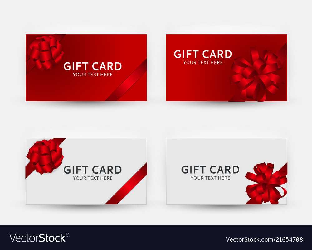 Gift Card Template Collection Set With Bow And Within Gift Card Template Illustrator