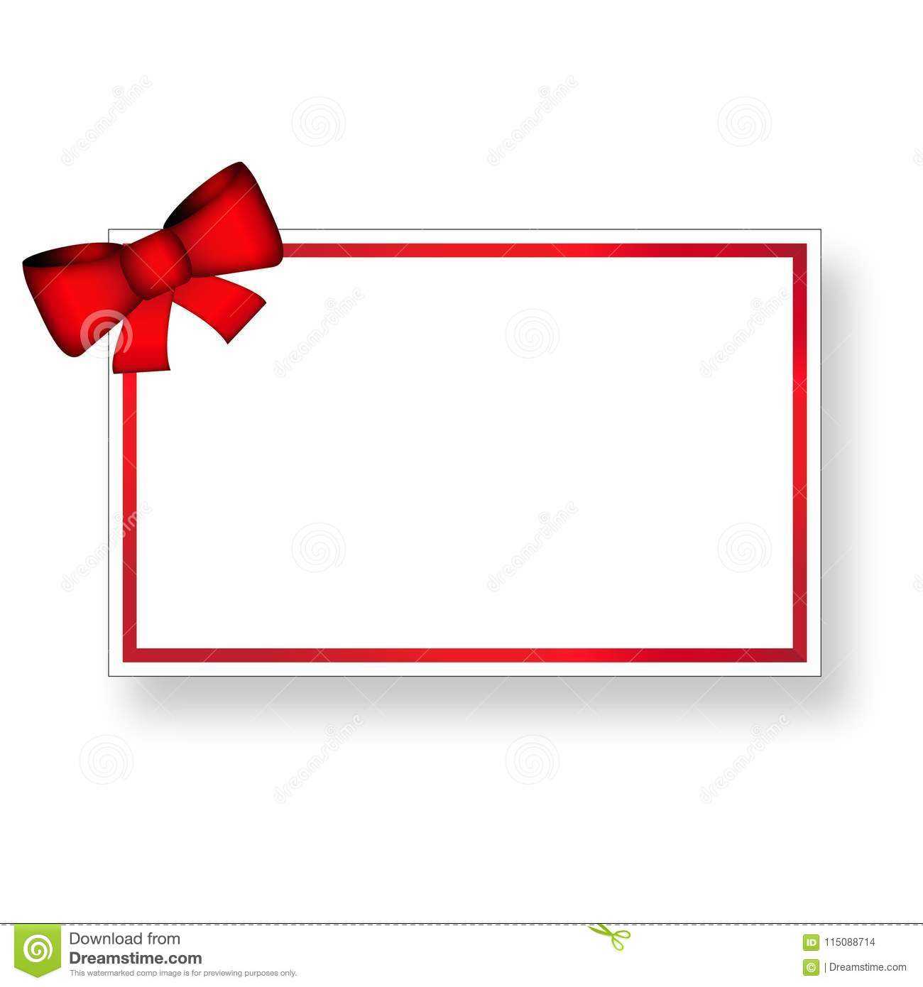 Gift Card Template With Ribbon And Red Bow Stock Vector With Regard To Present Card Template