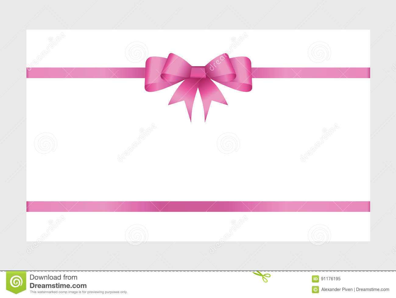 Gift Card With Pink Ribbon And A Bow Stock Vector With Pink Gift Certificate Template