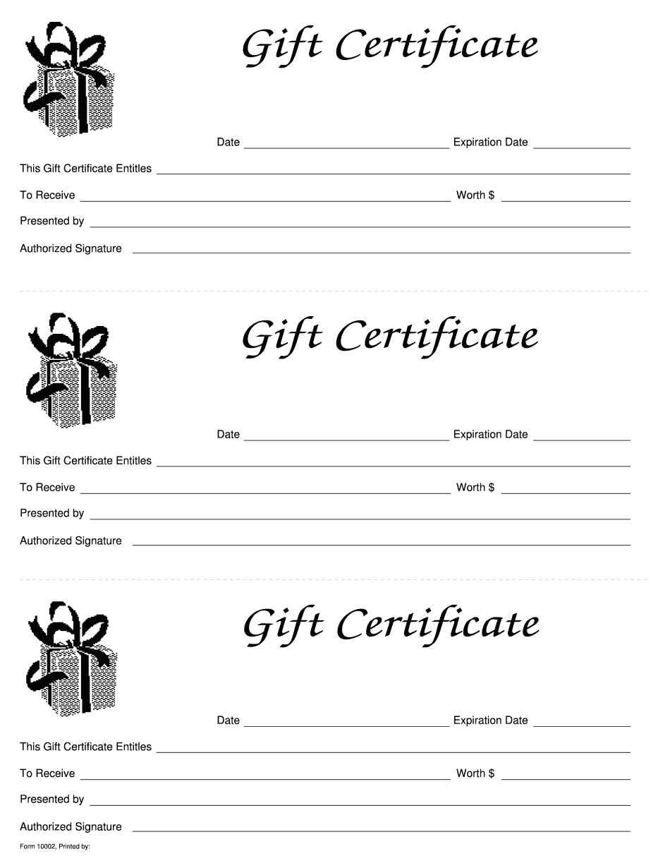 Gift Certificate Pdf Form – Get Online Blank To Fill Out With Regard To Fillable Gift Certificate Template Free