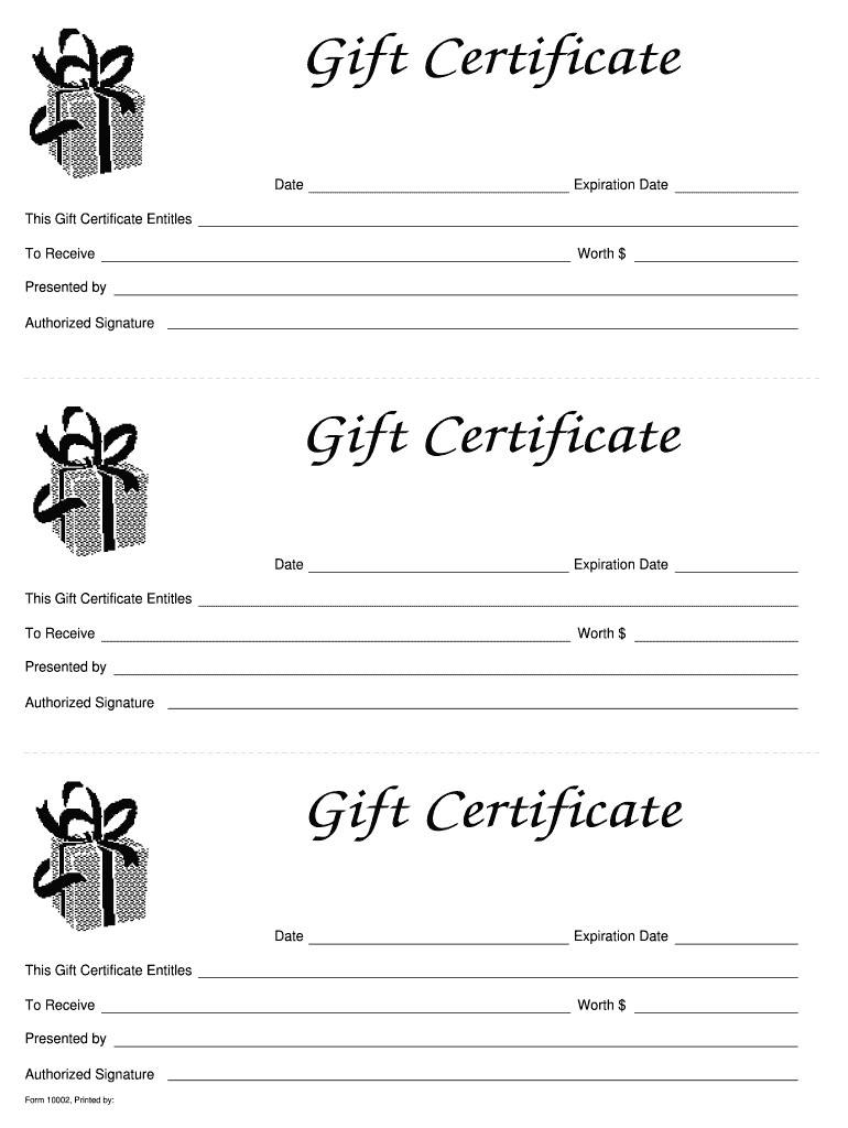 Gift Certificate Template Free – Fill Online, Printable In Within Black And White Gift Certificate Template Free