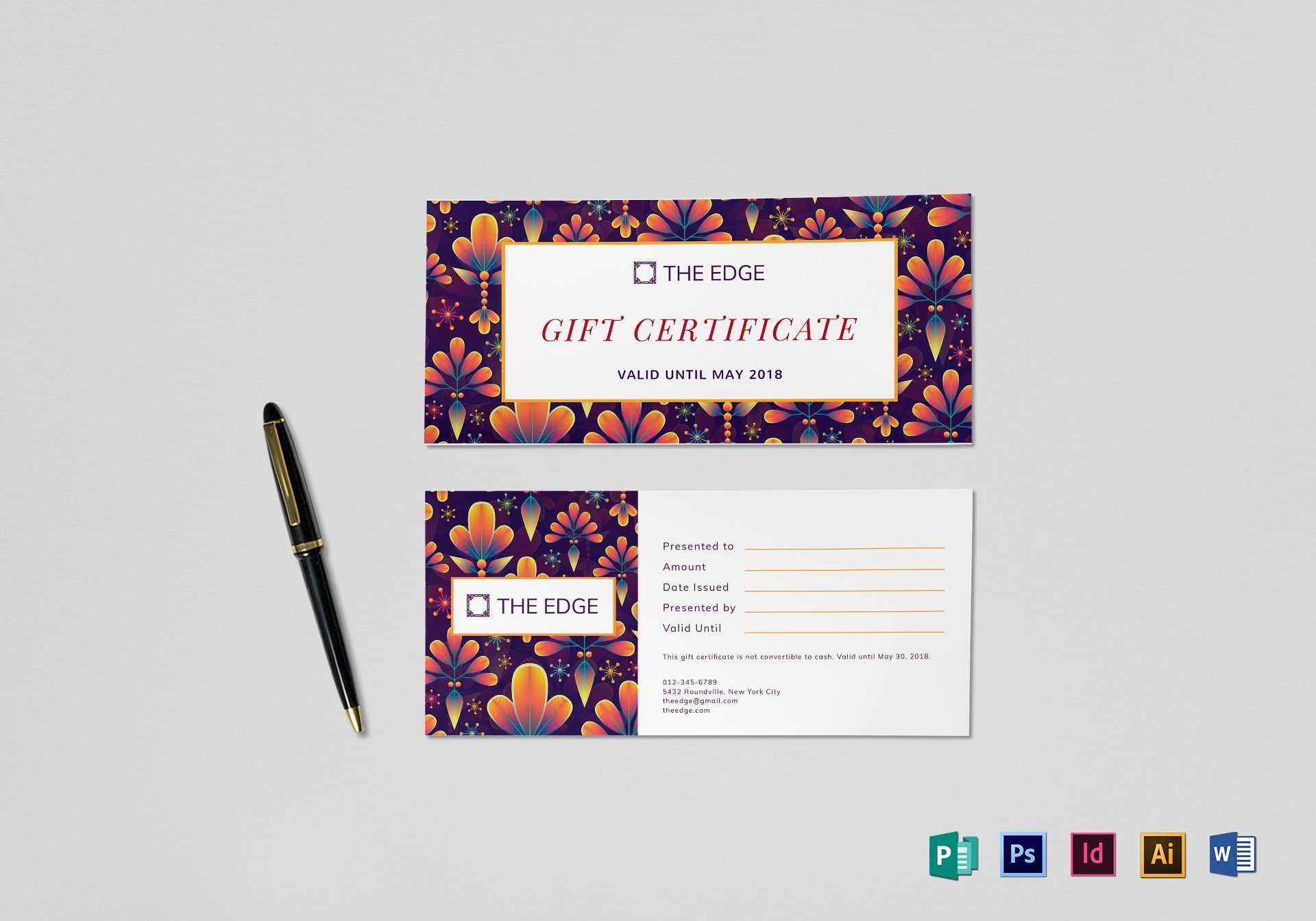 Gift Certificate Template With Regard To Gift Certificate Template Photoshop