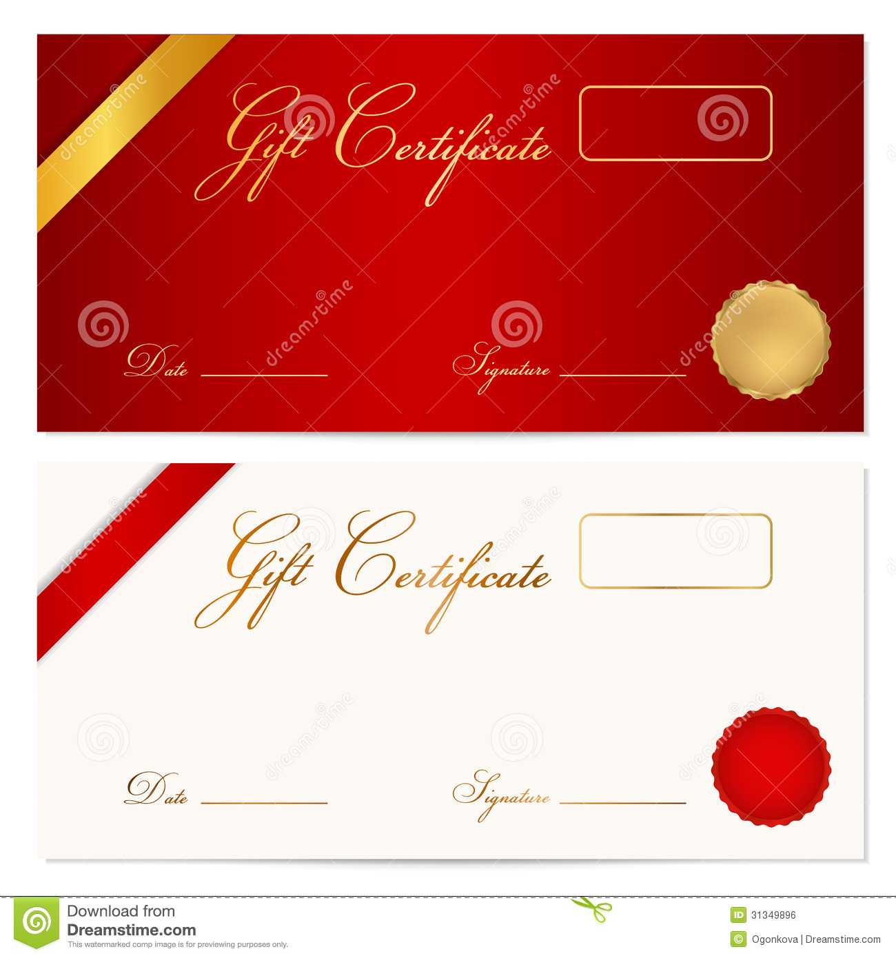 Gift Certificate (Voucher) Template. Wax Seal Stock Vector For Graduation Gift Certificate Template Free