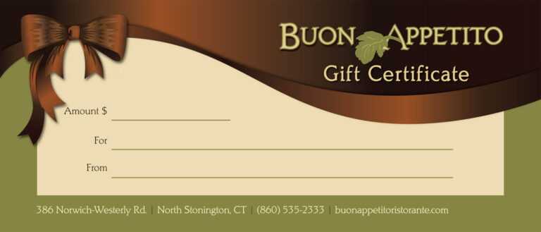 Pizza Gift Certificate Template