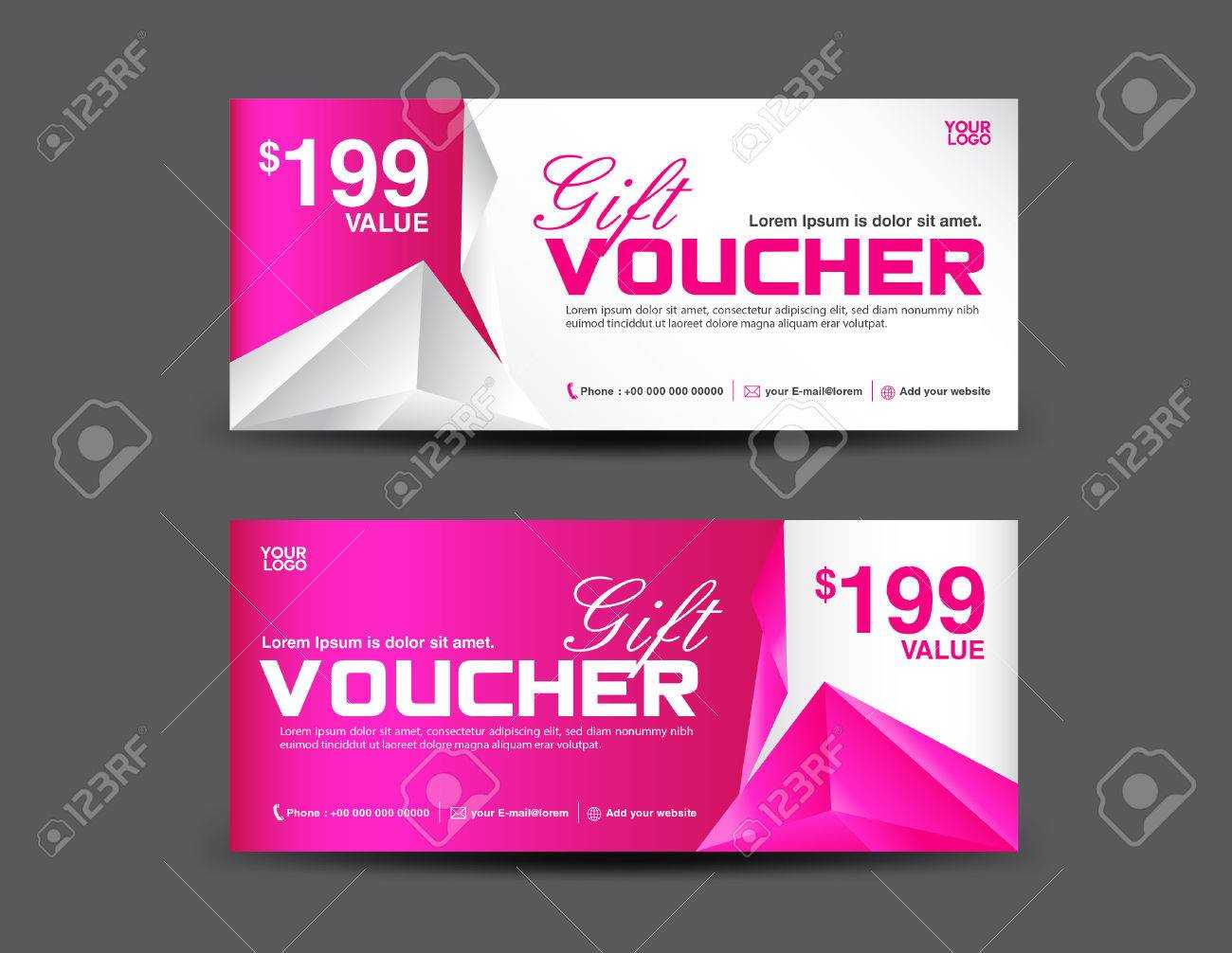 Gift Voucher Template, Coupon Design, Pink Gift Certificate,.. In Pink Gift Certificate Template