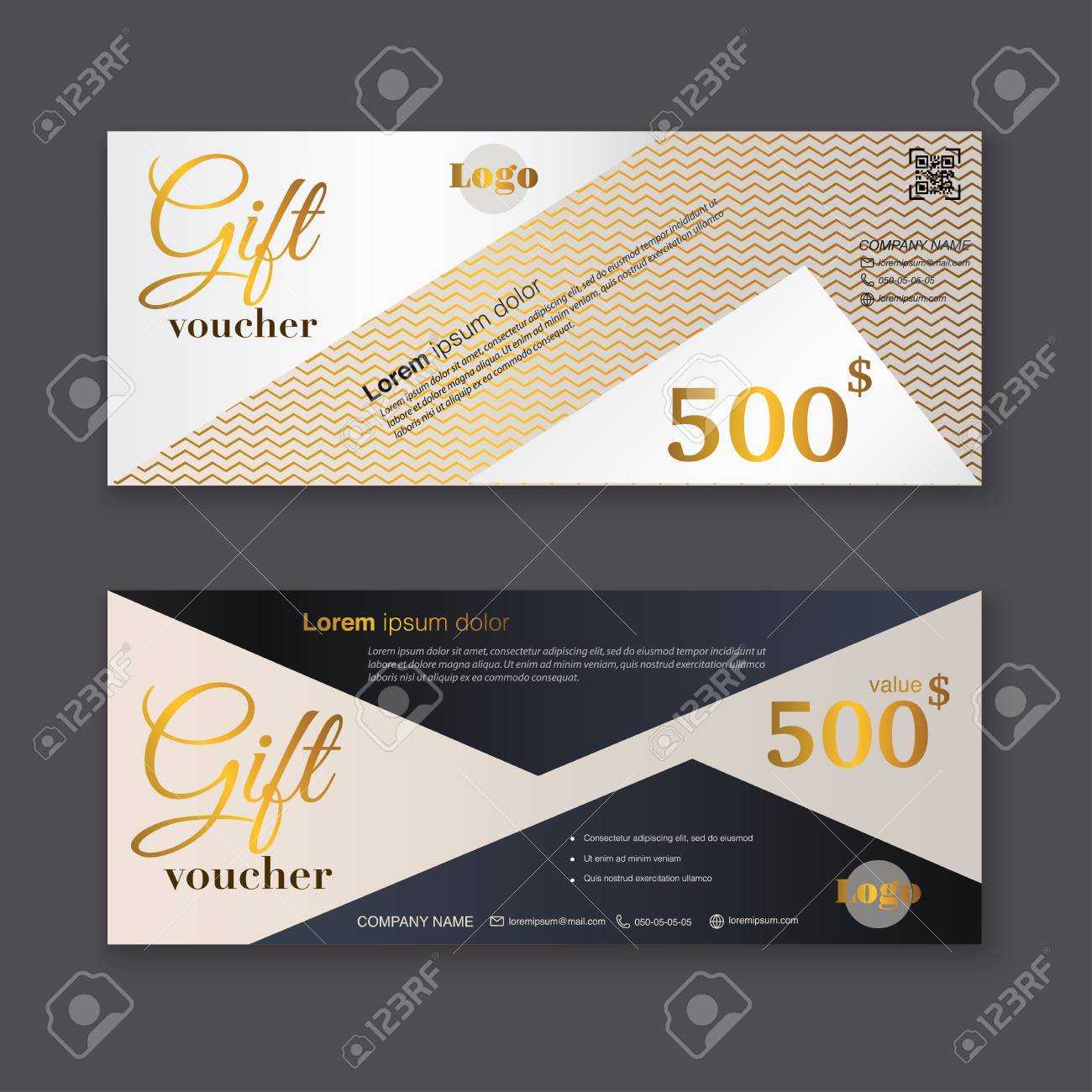 Gift Voucher Template With Gold Pattern, Gift Certificate. Background.. Inside Gift Certificate Log Template