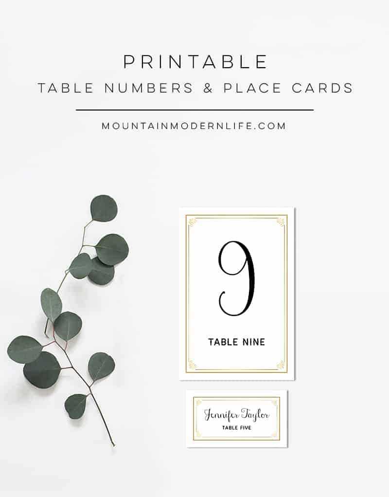 Gold Diy Table Numbers And Place Cards For Table Number Cards Template