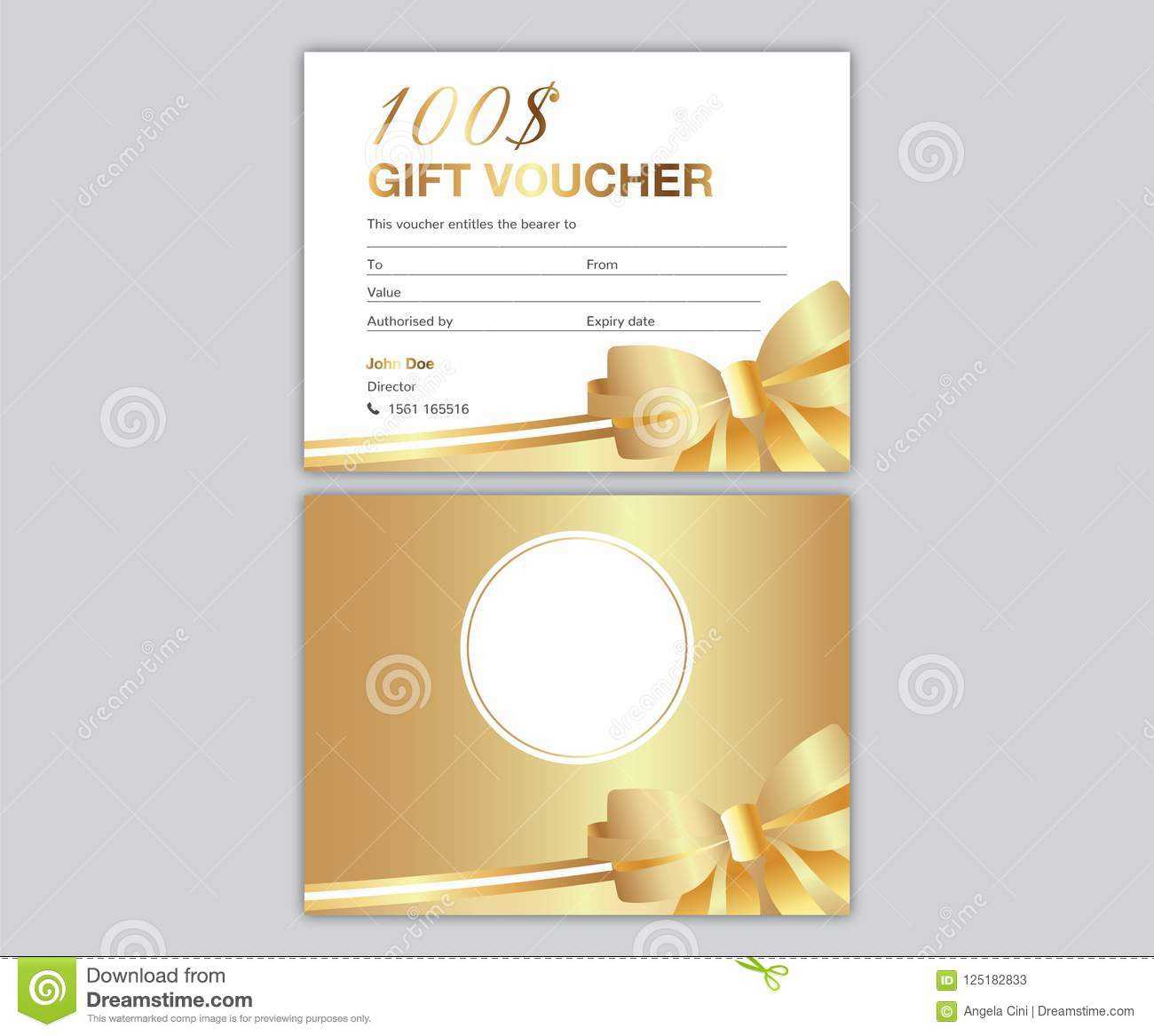 Golden Gift Voucher Design Coupon Card Stock Vector Within This Certificate Entitles The Bearer To Template