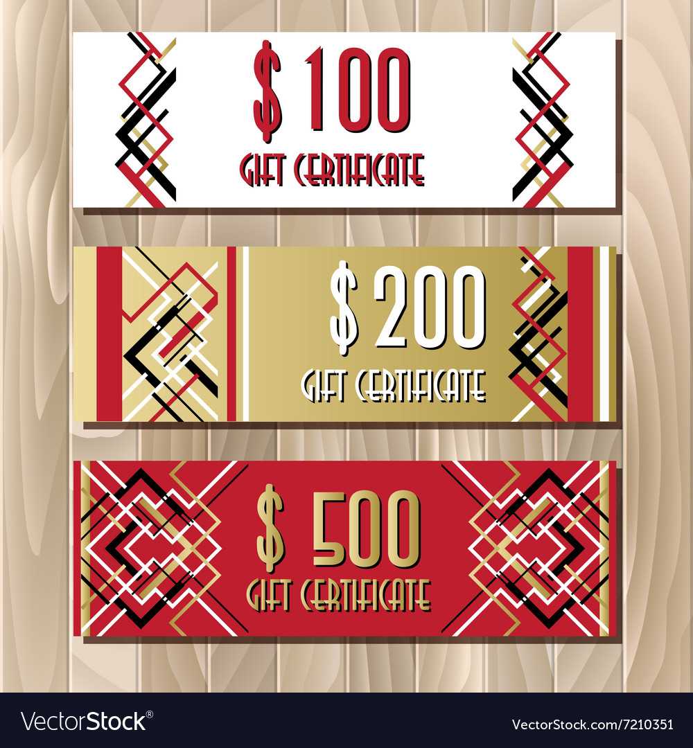 Golden Red Gift Certificate Template In Art Deco Within Mock Certificate Template