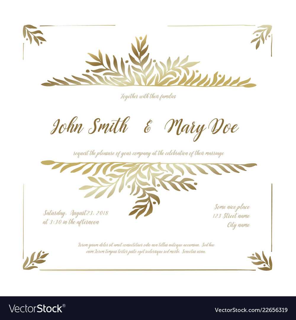 Golden Wedding Invitation Card Template Pertaining To Invitation Cards Templates For Marriage