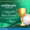 Golf Certificate Diploma With Golden Cup Vector. Sport Award Intended For Golf Certificate Template Free