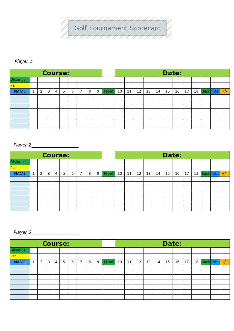 Golf Tournament Scorecard Template | Mydraw With Regard To Golf Score Cards Template