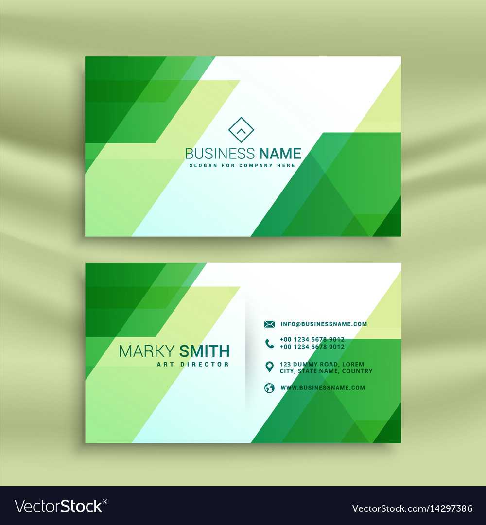 Green Business Card Template With Abstract Shapes In Buisness Card Template