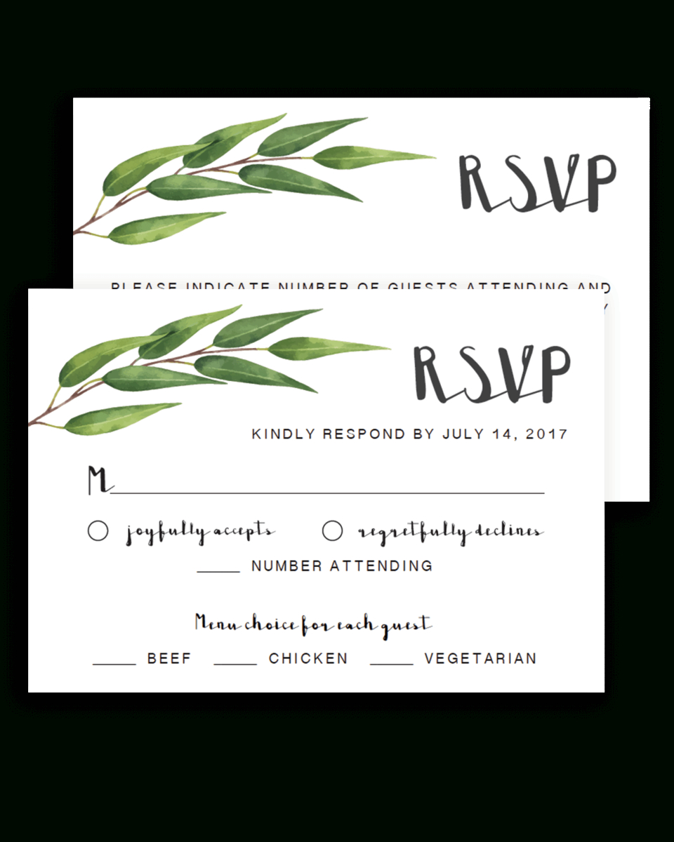 Greenery Wedding Rsvp Cards Template – Re1 In Template For Rsvp Cards For Wedding