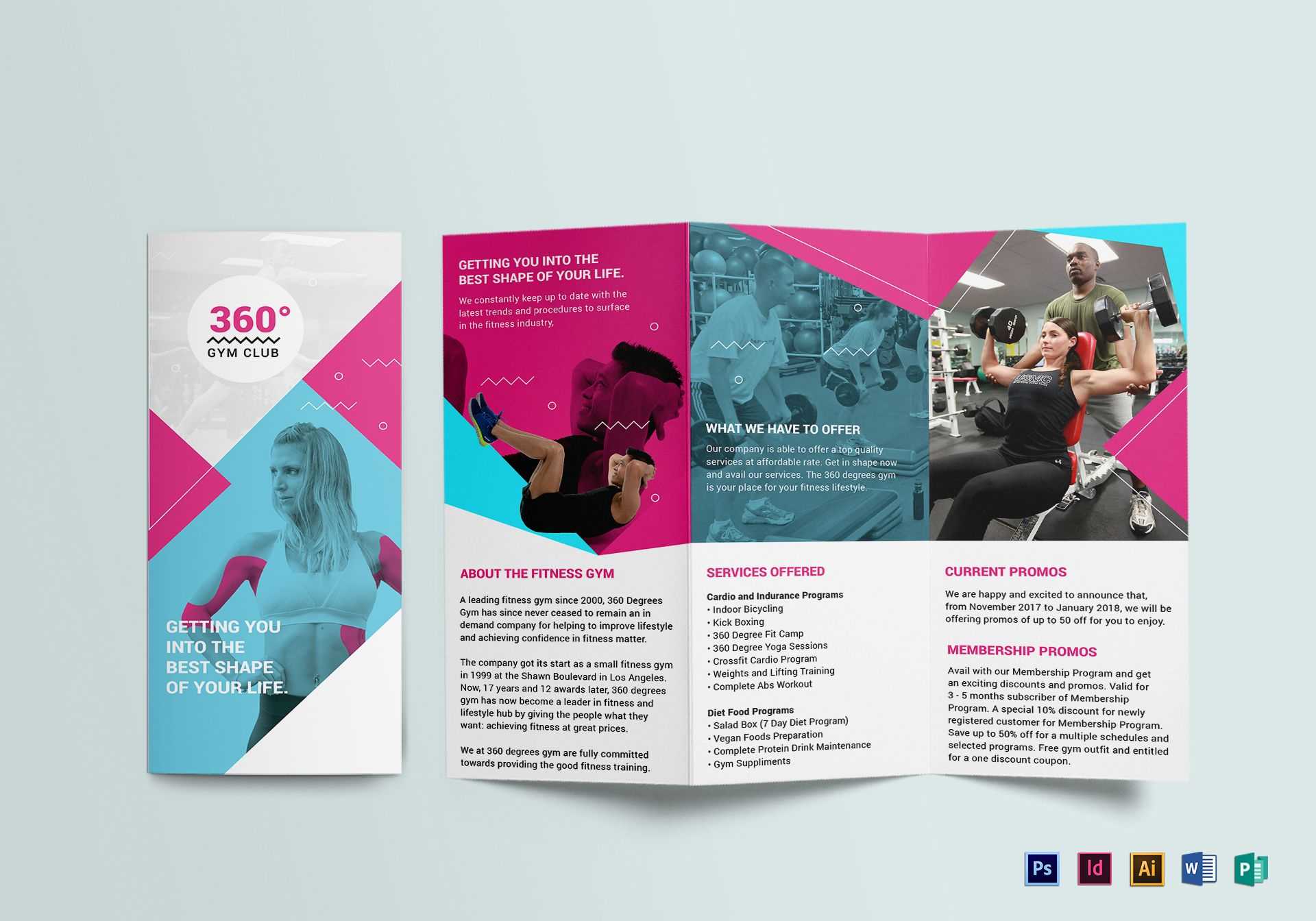 Gym Tri Fold Brochure Template Pertaining To Tri Fold Brochure Ai Template