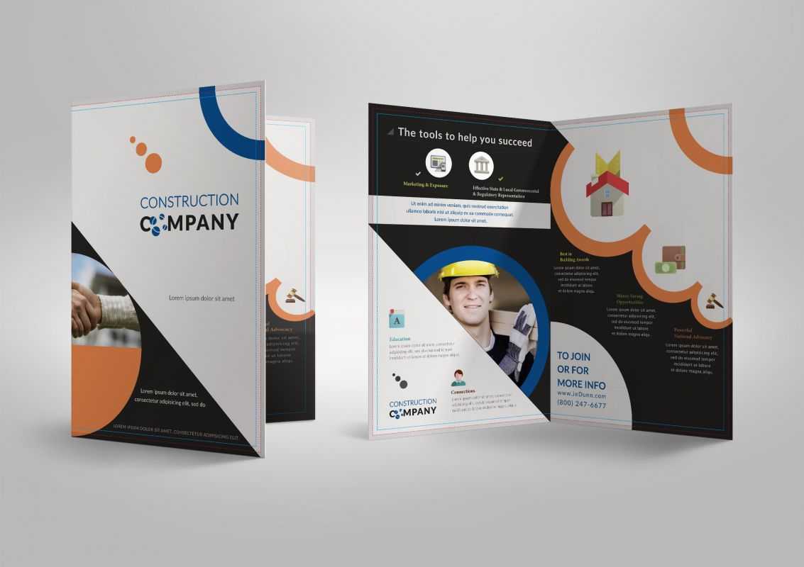 Half Fold Brochure Template For Construction Company Intended For Half Page Brochure Template