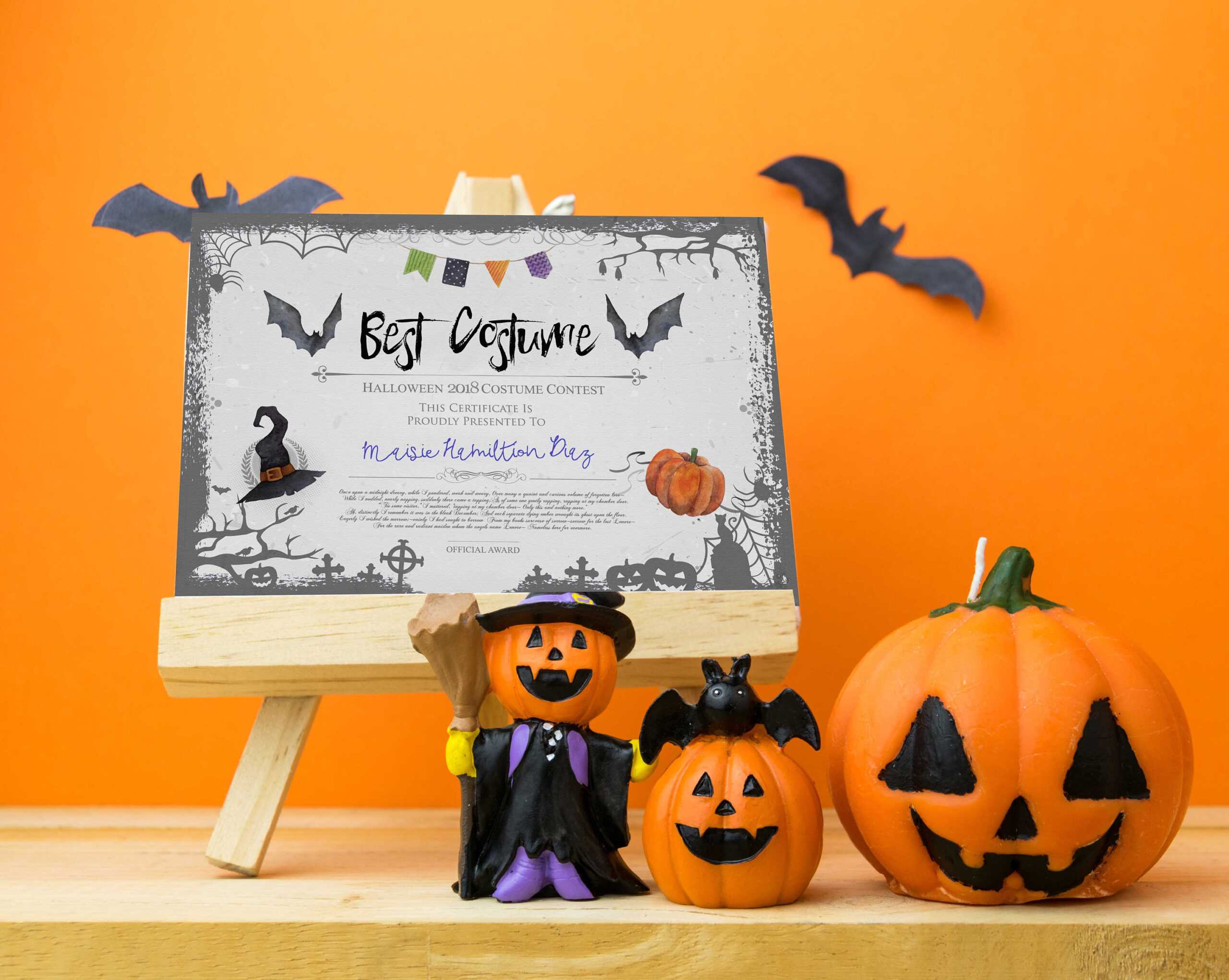 Halloween Party, Best Costume Contest, Printable Certificate, Cosplay,  Fancy Dress Competition, Instant Download, Award Template, Vote Card Intended For Halloween Costume Certificate Template