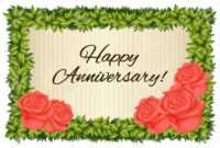 Happy Anniversary Card Template With Red Roses Illustration within Word Anniversary Card Template