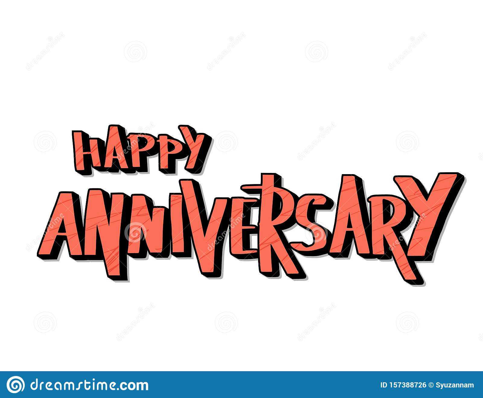 Happy Anniversary Text. Vector Word With Decor Stock Vector Within Anniversary Card Template Word