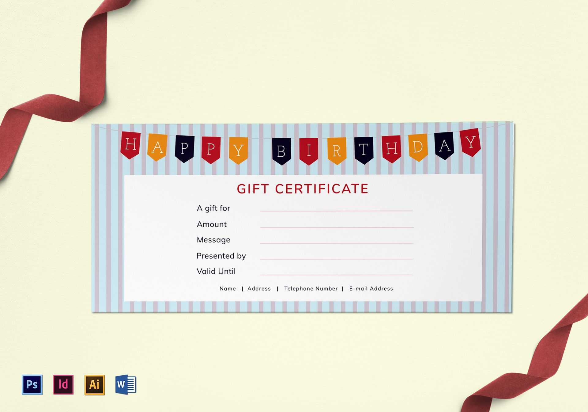 Happy Birthday Gift Certificate Template In Gift Certificate Template Indesign