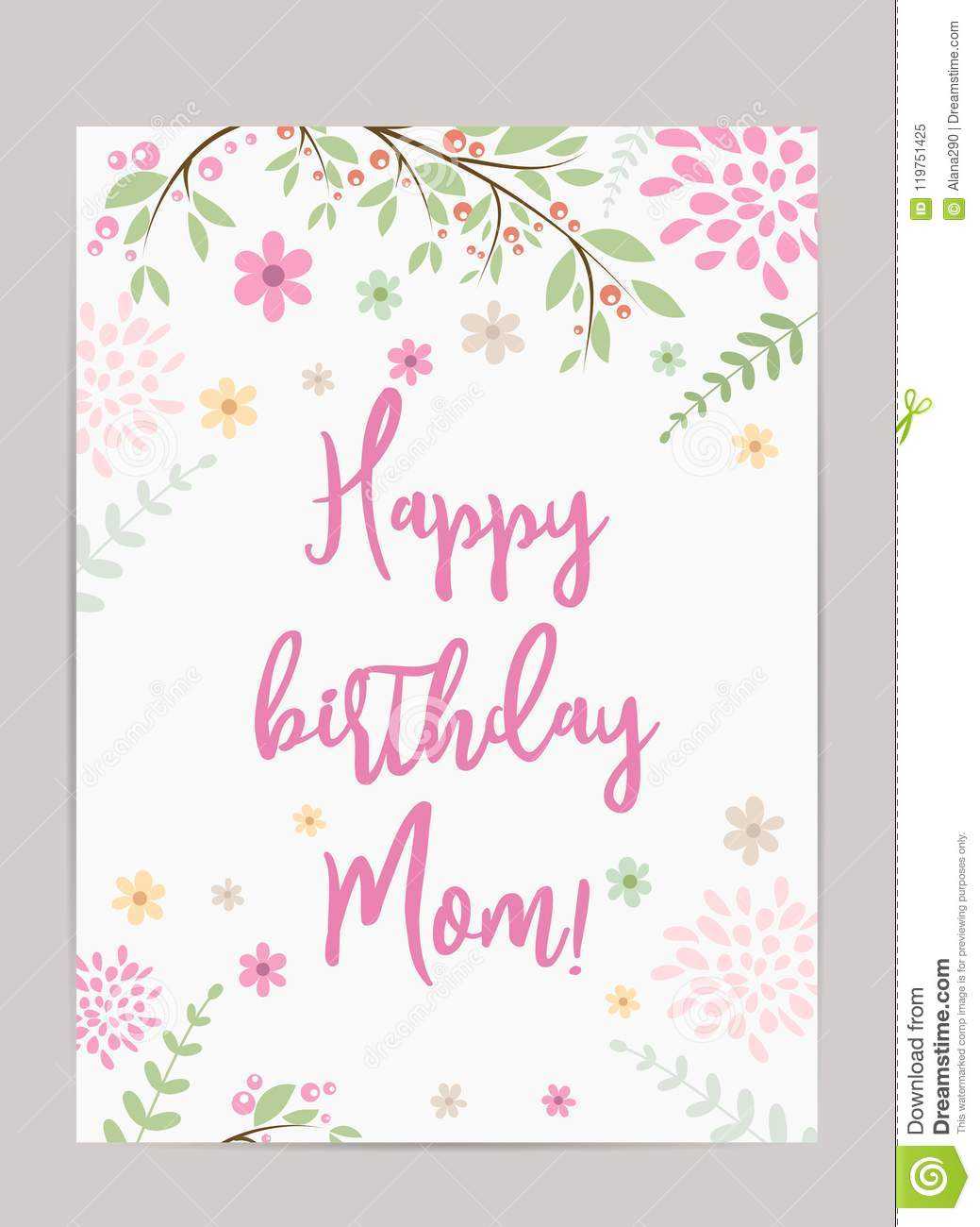 Happy Birthday Mom! Greeting Card Stock Vector Regarding Mom Birthday Card Template