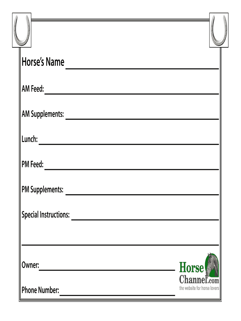 Horse Stall Cards Templates – Fill Online, Printable Pertaining To Horse Stall Card Template