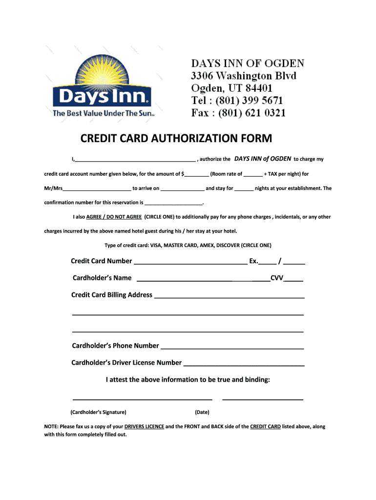Hotel Credit Card Authorization Form – Milas Throughout Hotel Credit Card Authorization Form Template