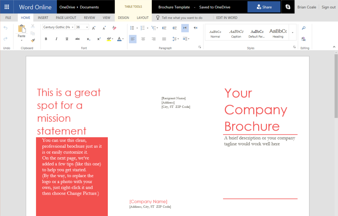 How To Create A Trifold Brochure In Word Online Regarding Brochure Template On Microsoft Word