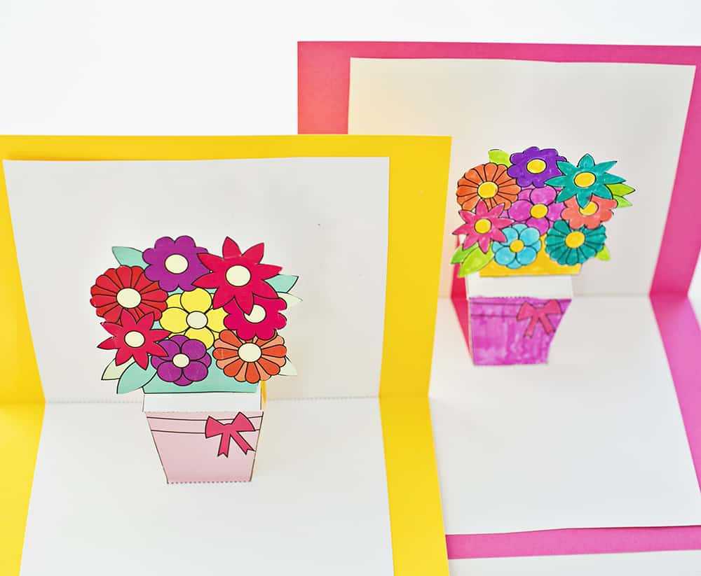 How To Make Pop Up Flower Cards With Free Printables In Pop Up Card Templates Free Printable
