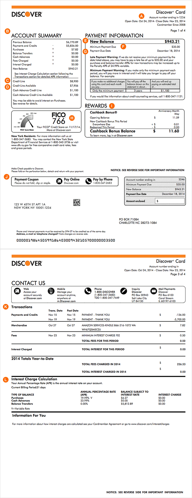 How To Read A Credit Card Statement | Discover Throughout Credit Card Bill Template