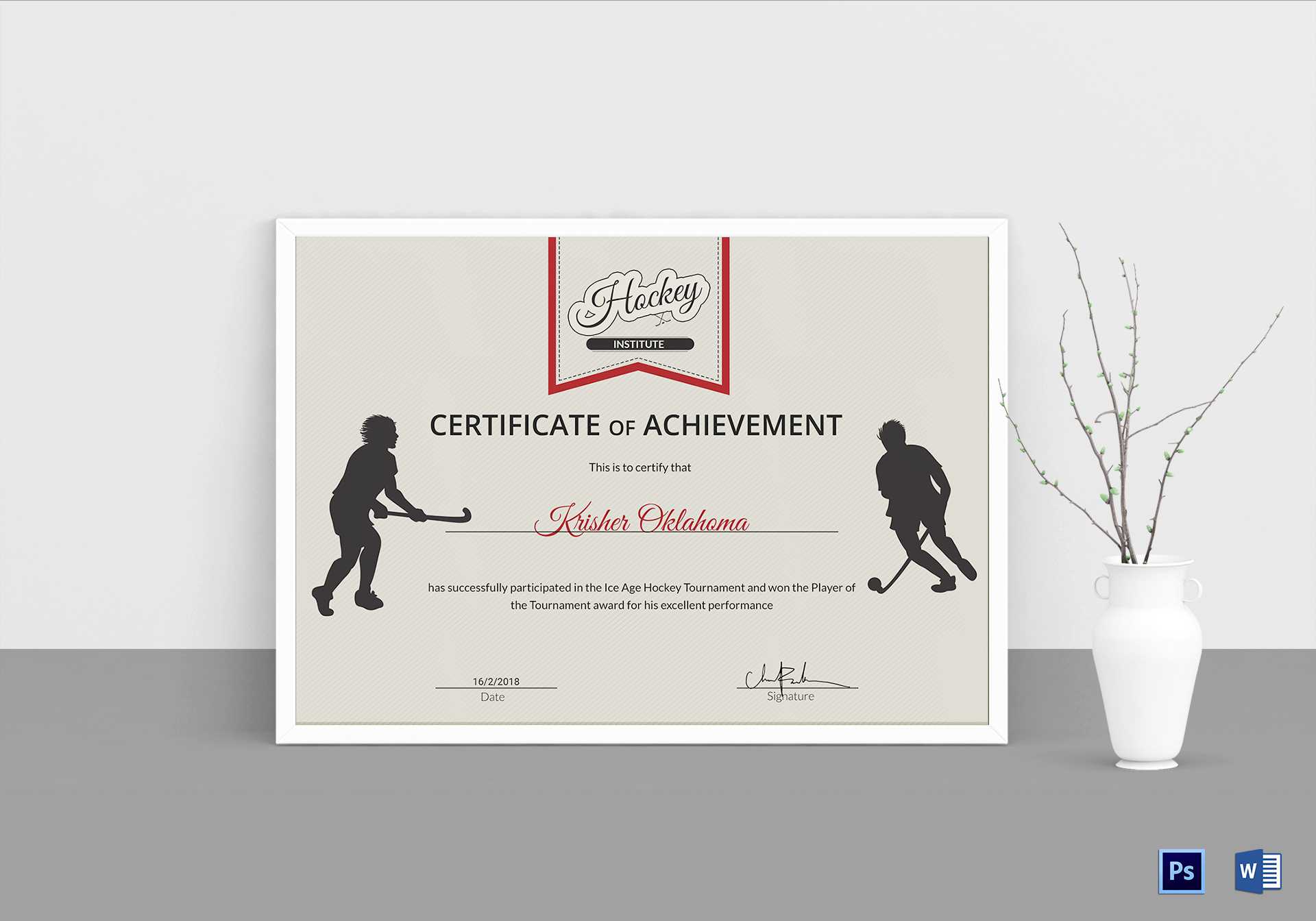 Ice Hockey Achievement Certificate Template With Regard To Hockey Certificate Templates